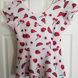 Cherry Berry Fruit Pinup Girl Vintage Peplum Top
